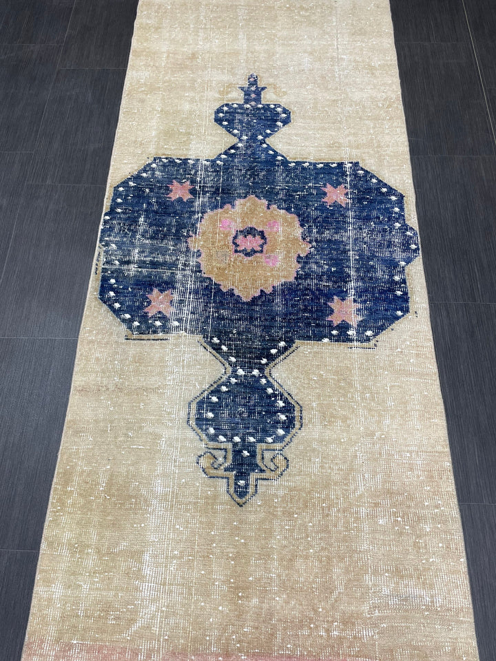 Beige Turkish Runner Rug 2' 11" x 16' 8" Hand-Knotted border