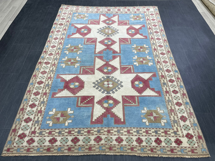 Blue Turkish Oushak Rug 5' 3" x 7' 8" Hand-Knotted | No. WR91137