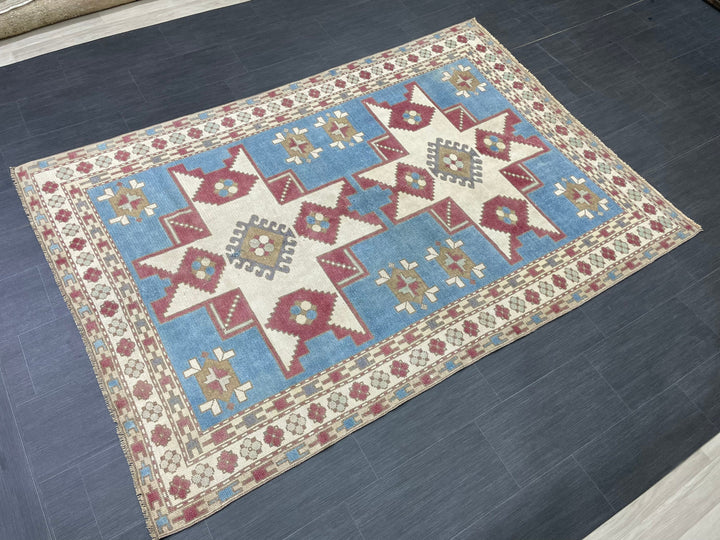 Blue Turkish Oushak Rug 5' 3" x 7' 8" Hand-Knotted | No. WR91137