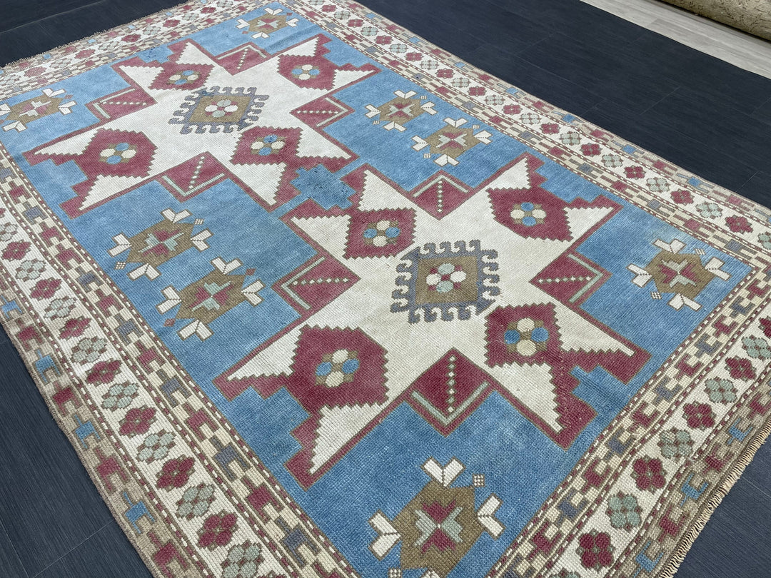 Blue Turkish Oushak Rug 5' 3" x 7' 8" Hand-Knotted | No. WR91137