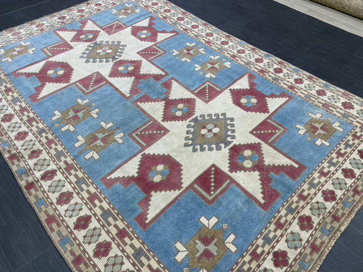 Blue Turkish Oushak Rug 5' 3" x 7' 8" Hand-Knotted | No. WR91137