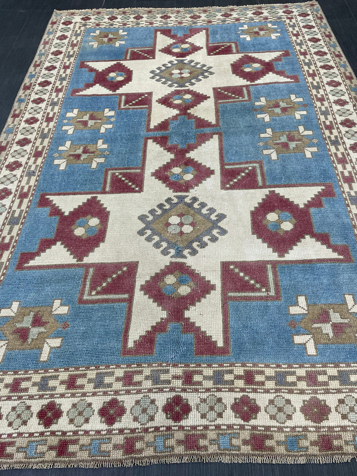 Blue Turkish Oushak Rug 5' 3" x 7' 8" Hand-Knotted | No. WR91137