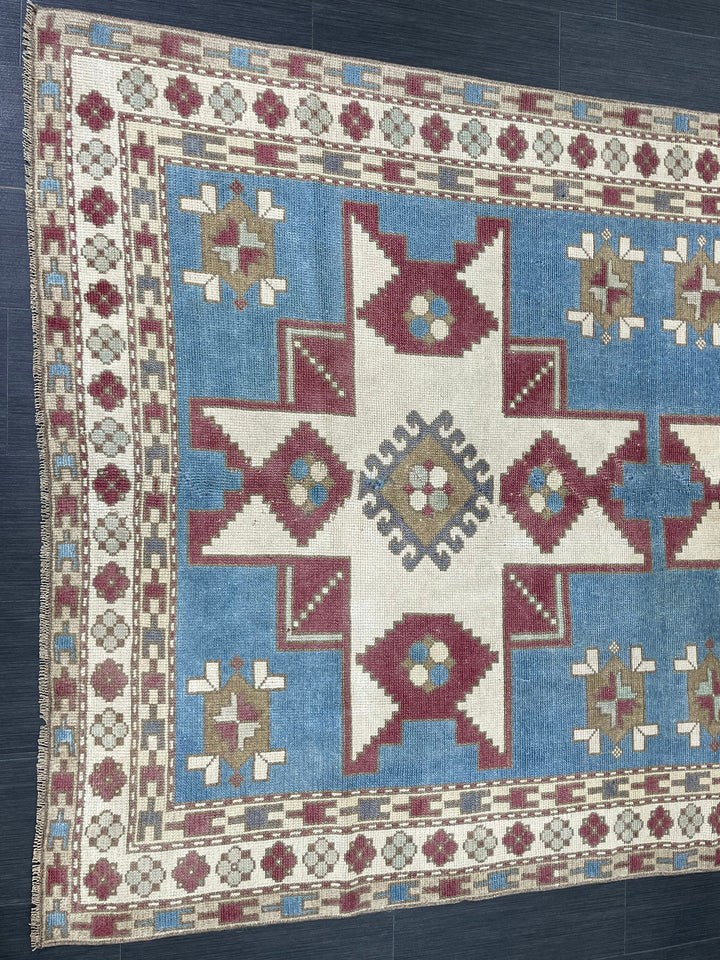 Blue Turkish Oushak Rug 5' 3" x 7' 8" Hand-Knotted | No. WR91137