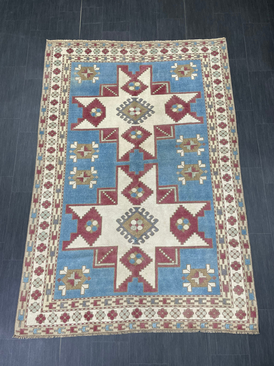 Blue Turkish Oushak Rug 5' 3" x 7' 8" Hand-Knotted | No. WR91137