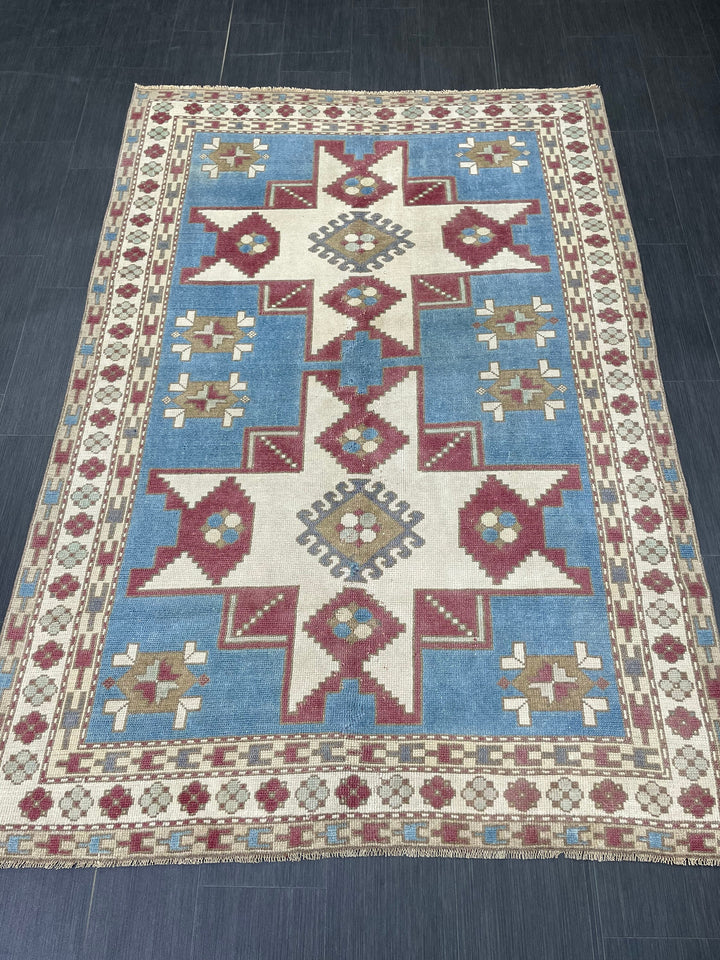Blue Turkish Oushak Rug 5' 3" x 7' 8" Hand-Knotted | No. WR91137