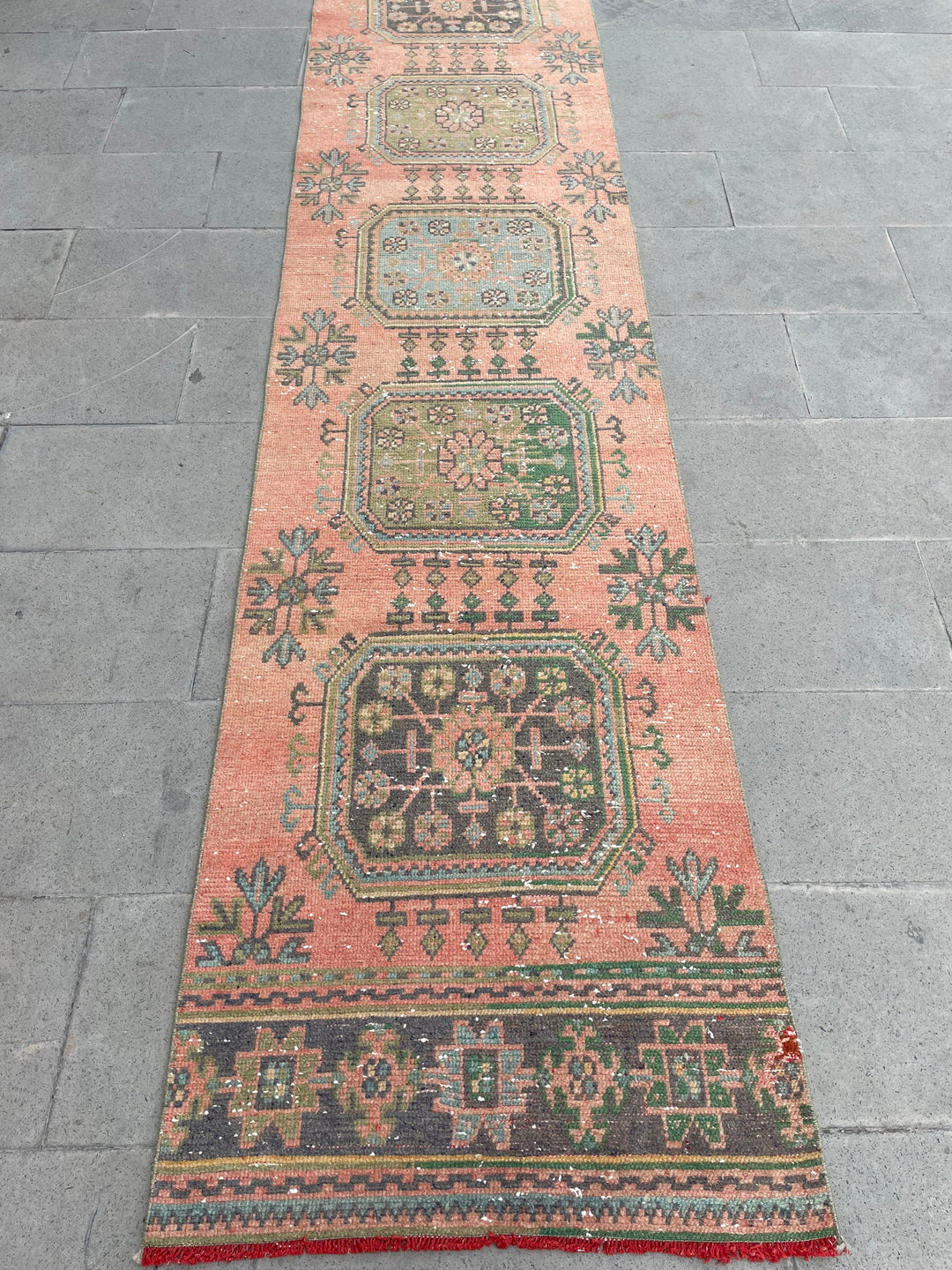 Beige Turkish Runner Rug 2' 7" x 21' 8" Hand-Knotted texture