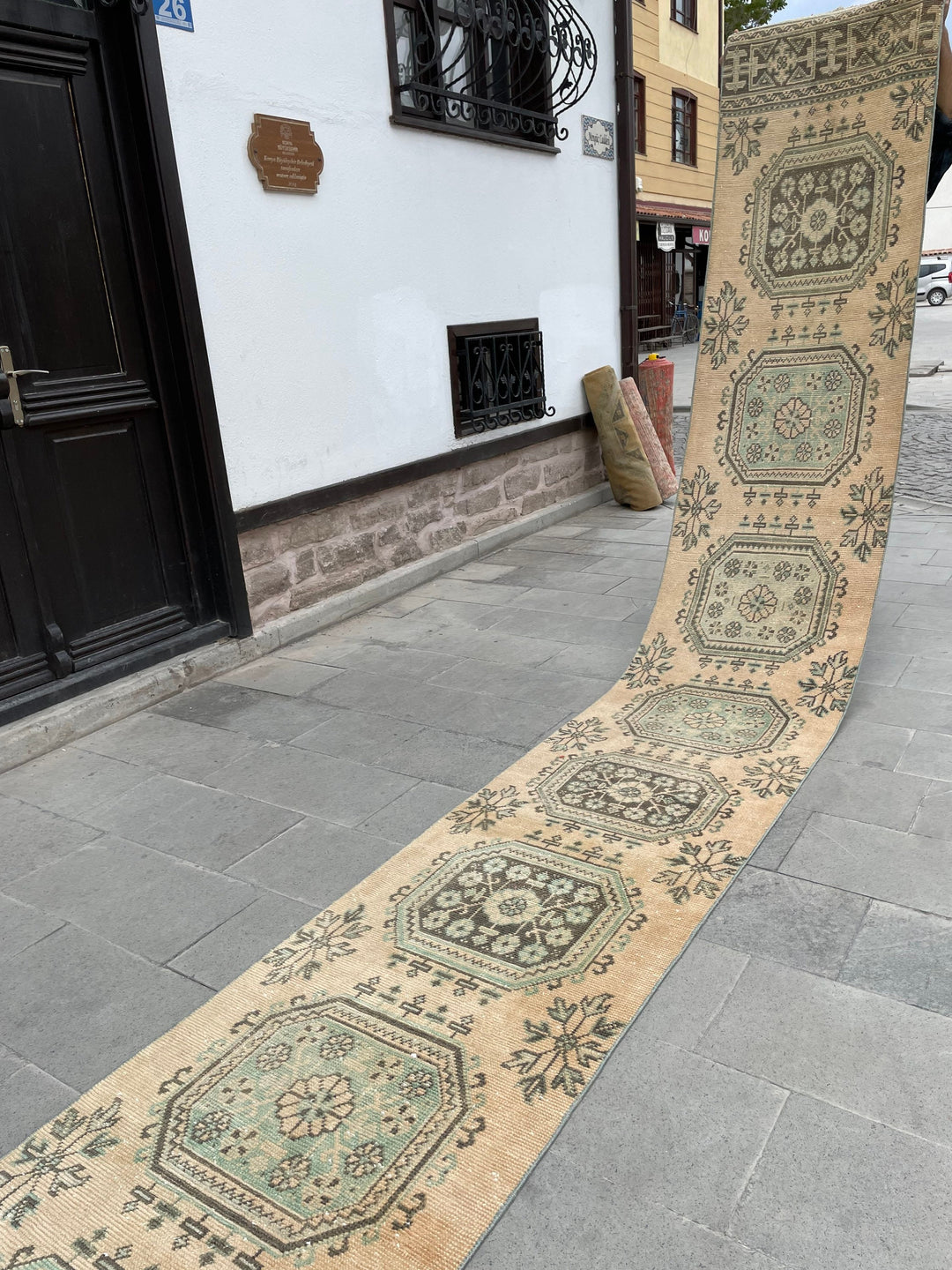 Beige Turkish Runner Rug 2' 5" x 22' 2" Hand-Knotted detail
