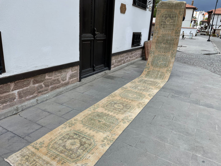 Beige Turkish Runner Rug 2' 7" x 21' 2" Hand-Knotted