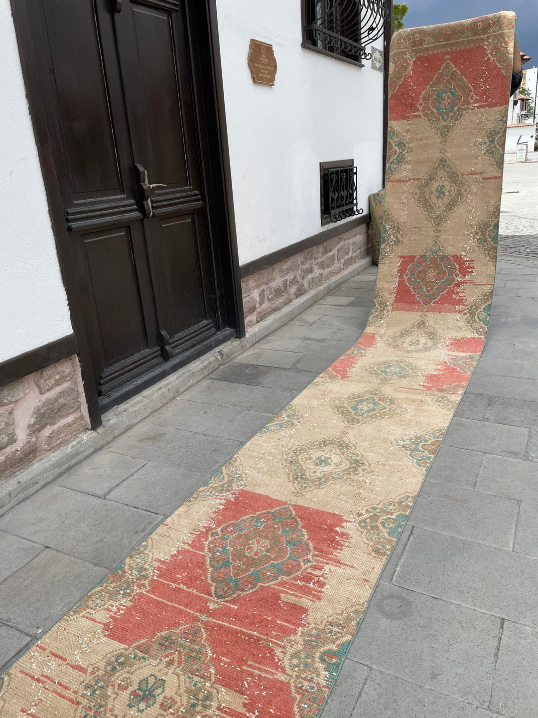 Beige Turkish Runner Rug 2' 8" x 20' 6" Hand-Knotted detail