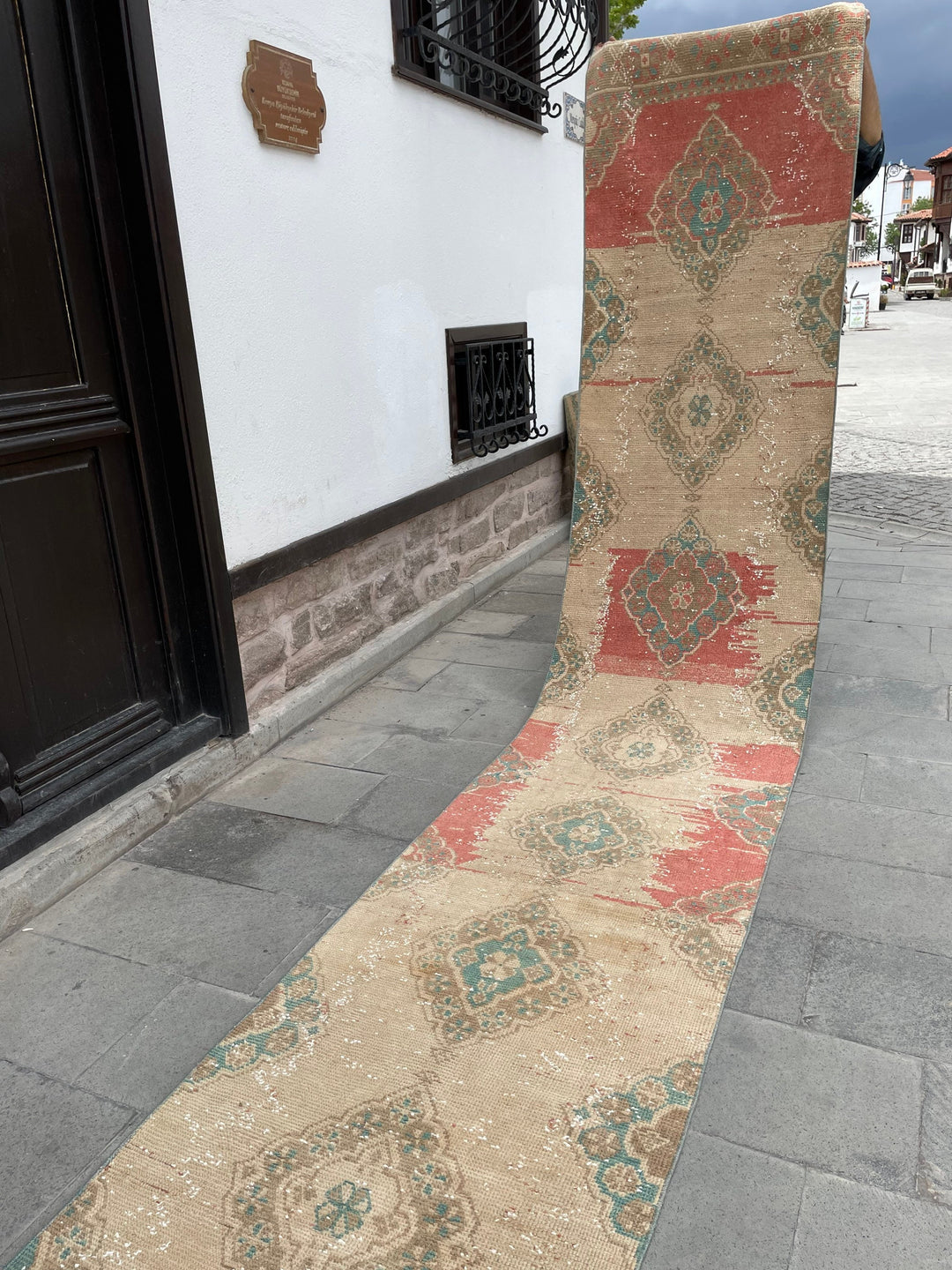 Beige Turkish Runner Rug 2' 8" x 20' 6" Hand-Knotted close-up