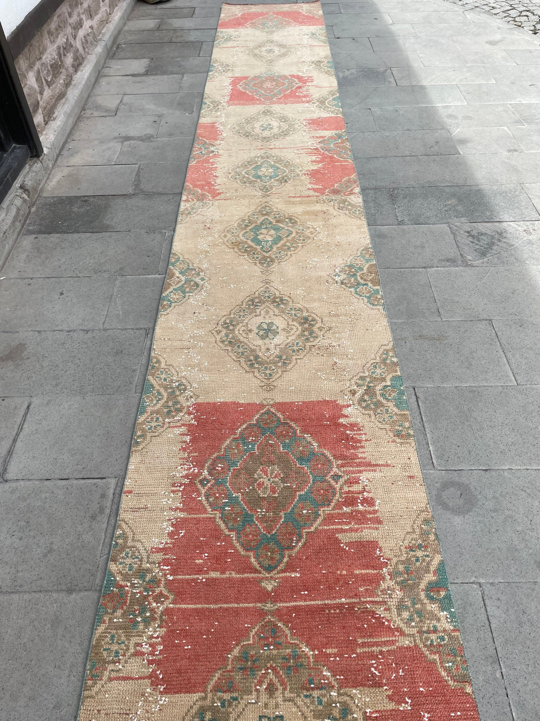 Beige Turkish Runner Rug 2' 8" x 20' 6" Hand-Knotted texture