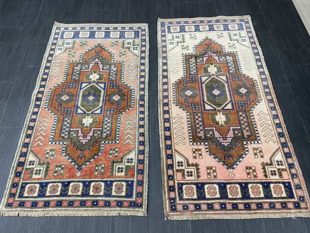 Beige Turkish Runner Rug 1' 8" x 3' 4" Hand-Knotted