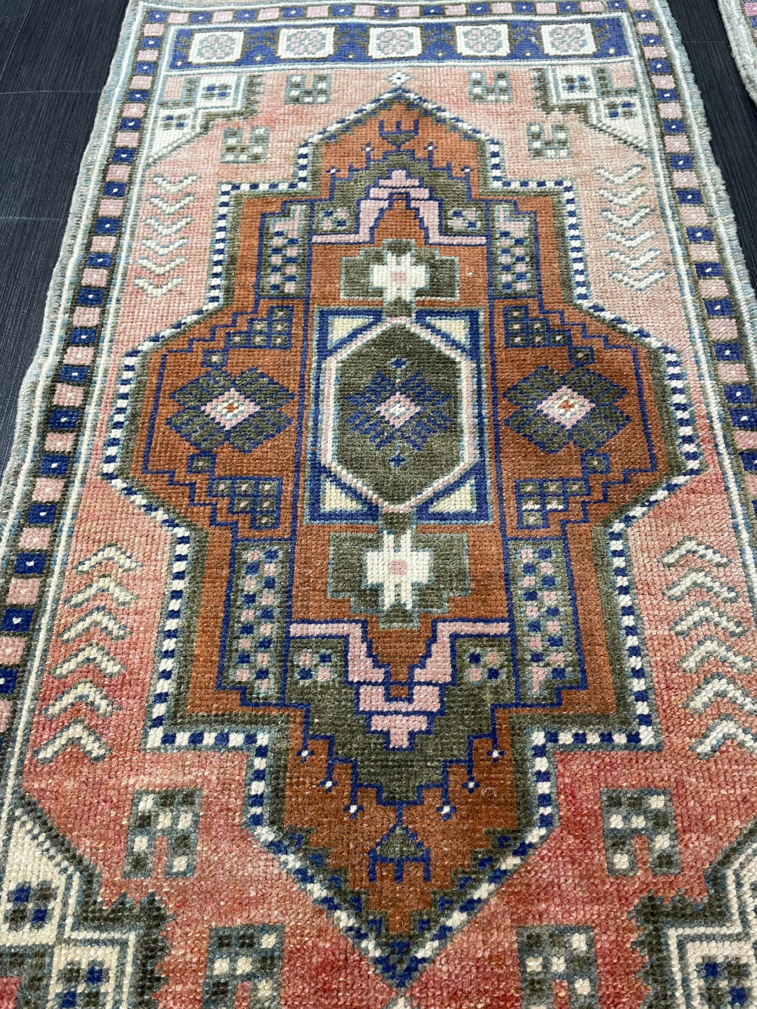 Beige Turkish Runner Rug 1' 8" x 3' 4" Hand-Knotted reverse