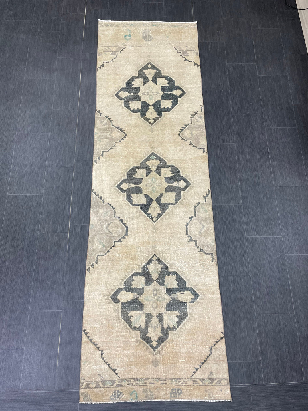 Turkish Runner Rug 2' 9" x 9' 6" Hand-Knotted reverse