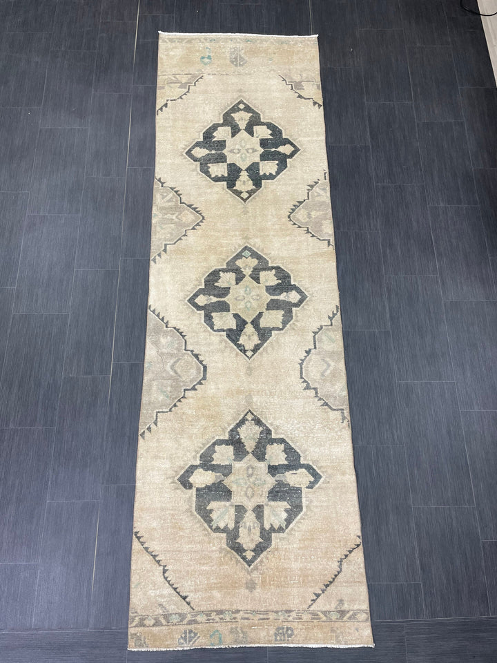 Turkish Runner Rug 2' 9" x 9' 6" Hand-Knotted reverse