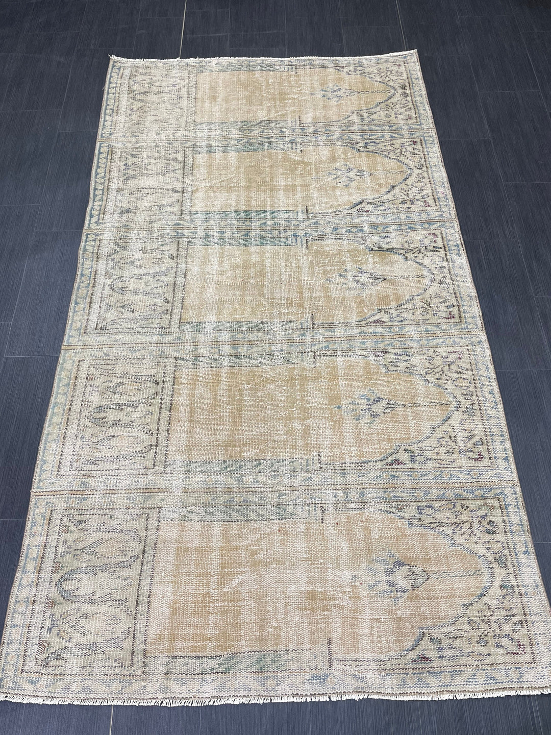 Blue Turkish Runner Rug 4' 3" x 7' 7" Hand-Knotted | No. WR61356