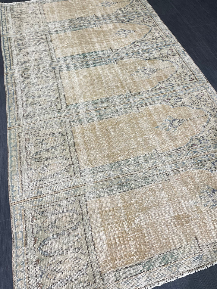 Blue Turkish Runner Rug 4' 3" x 7' 7" Hand-Knotted | No. WR61356