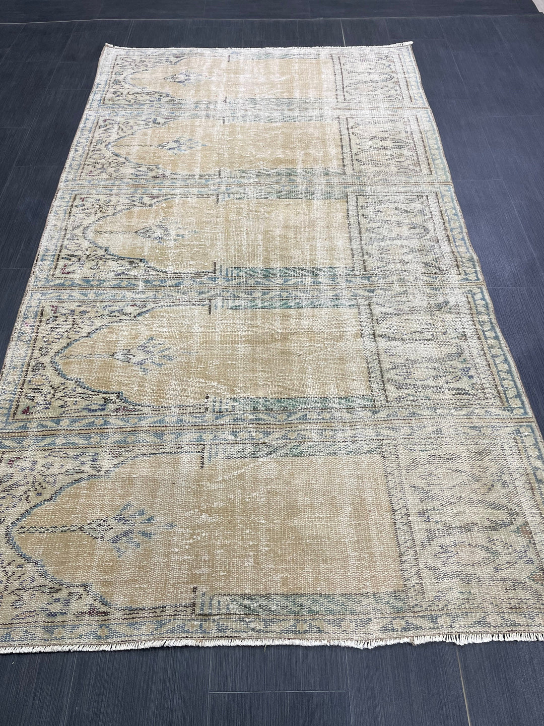 Blue Turkish Runner Rug 4' 3" x 7' 7" Hand-Knotted | No. WR61356