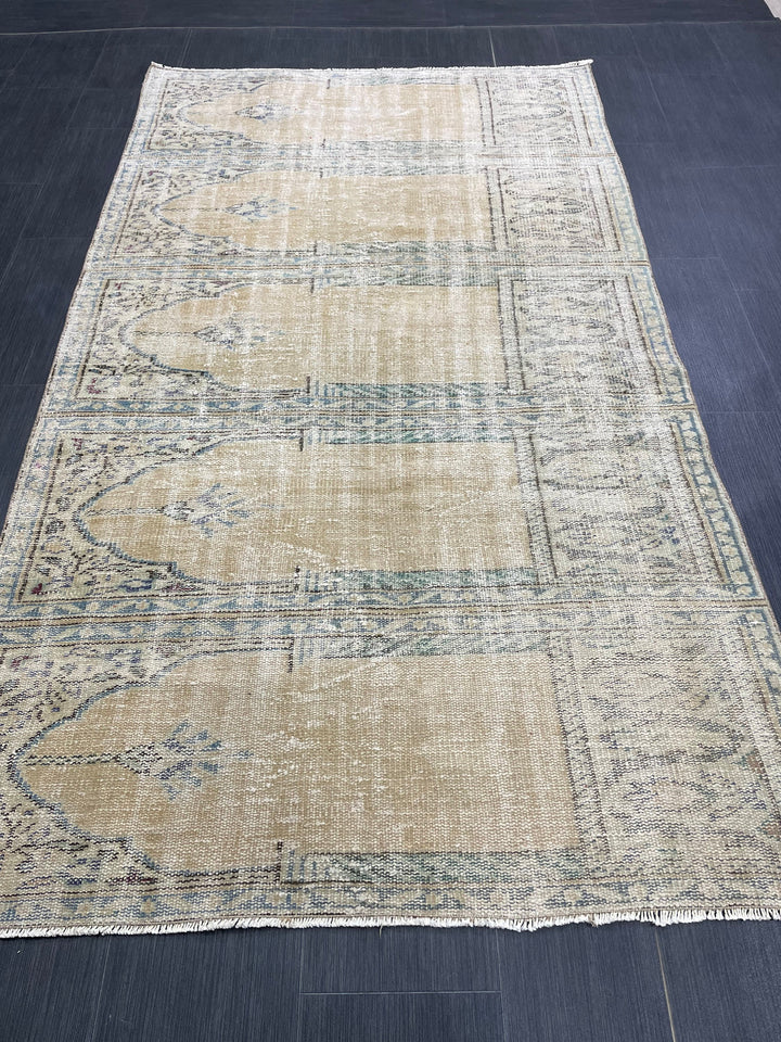 Blue Turkish Runner Rug 4' 3" x 7' 7" Hand-Knotted | No. WR61356