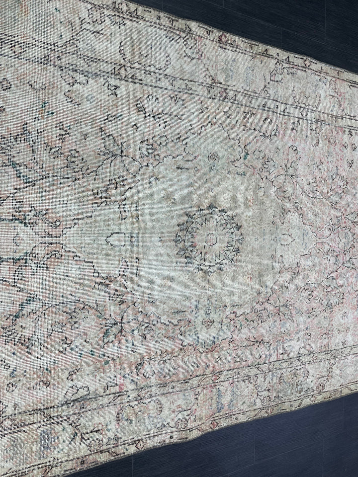 Blue Turkish Runner Rug 4' 8" x 9' 11" Hand-Knotted | No. WR14800