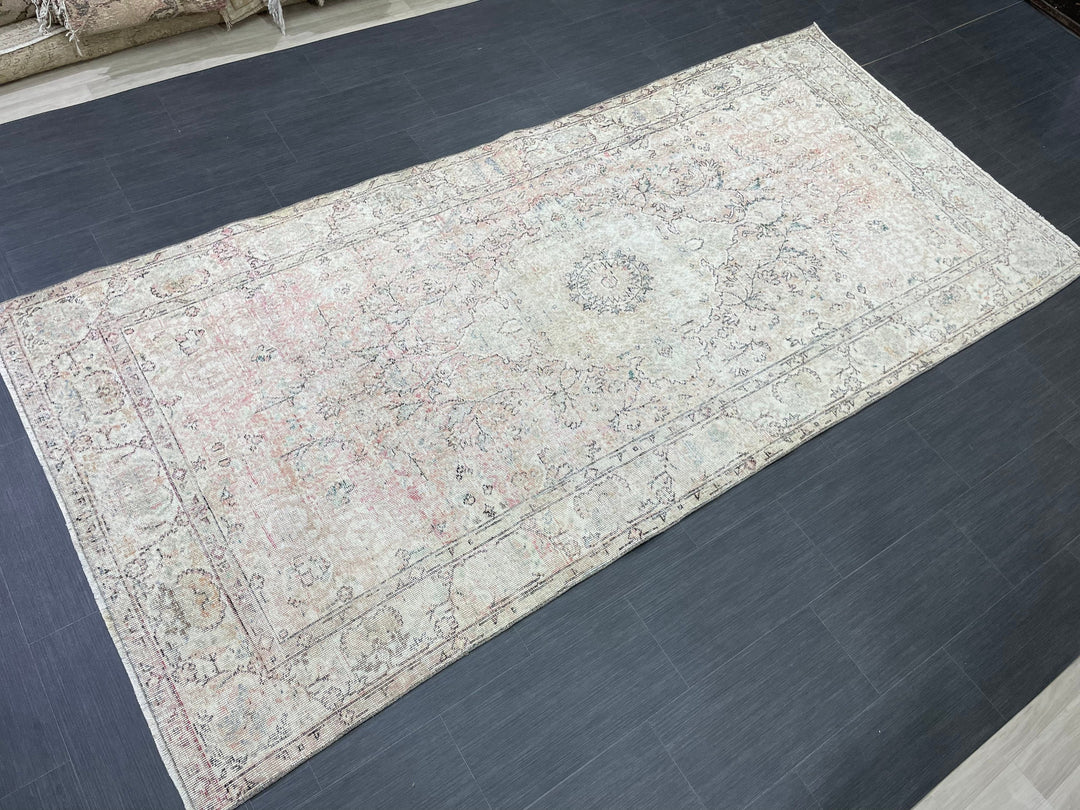 Blue Turkish Runner Rug 4' 8" x 9' 11" Hand-Knotted | No. WR14800