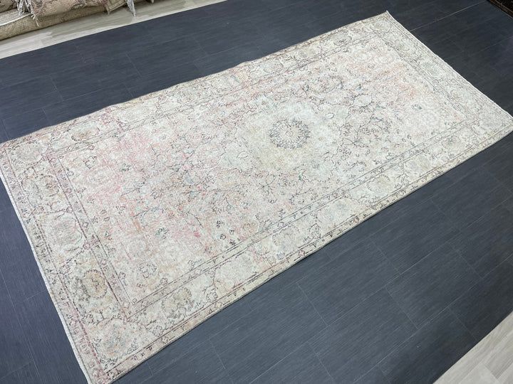 Blue Turkish Runner Rug 4' 8" x 9' 11" Hand-Knotted | No. WR14800