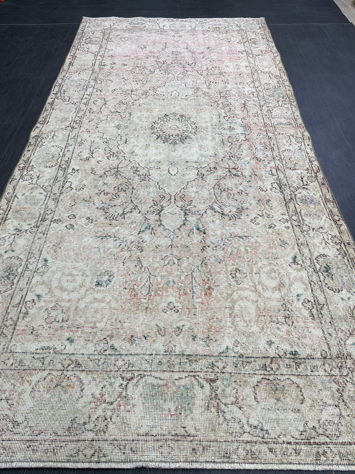 Blue Turkish Runner Rug 4' 8" x 9' 11" Hand-Knotted | No. WR14800