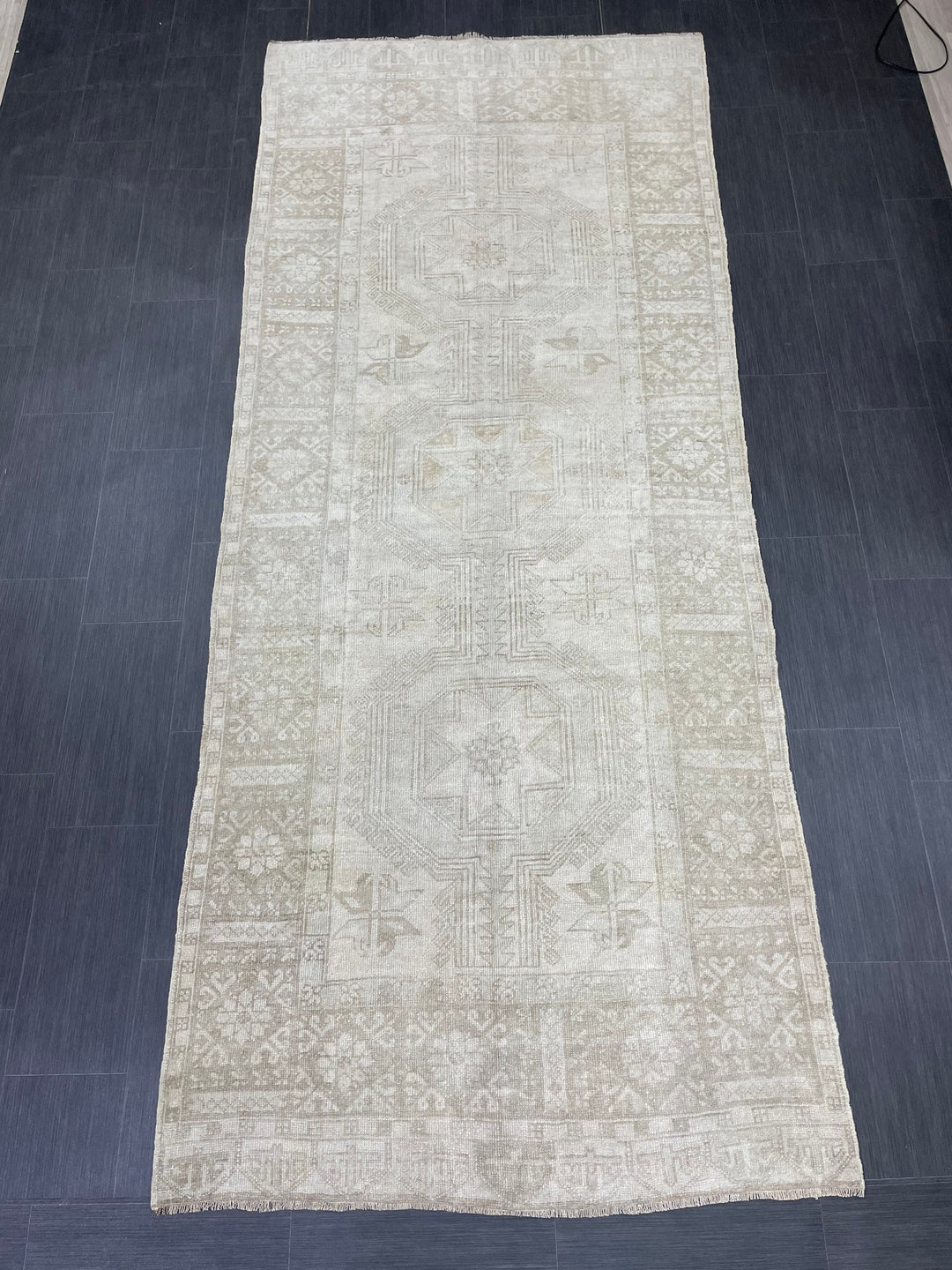 Rust Turkish Runner Rug 4' 6" x 10' 9" Hand-Knotted border