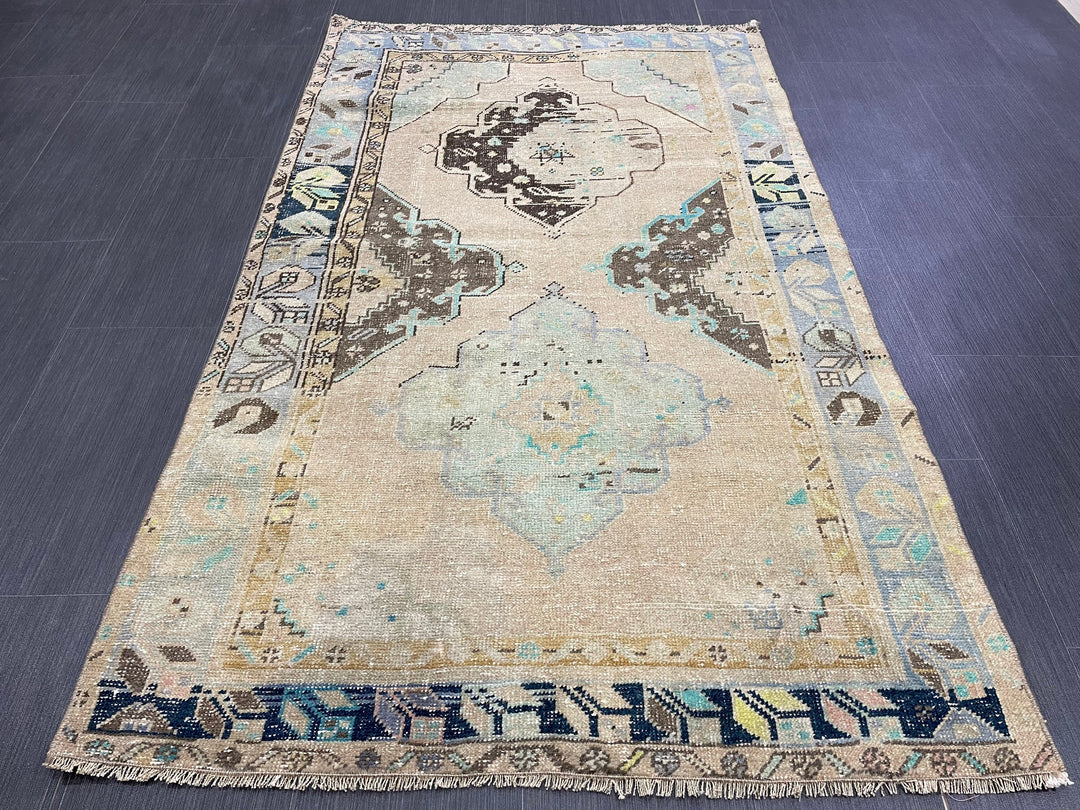 Rust Turkish Runner Rug 3' 7" x 6' Hand-Knotted