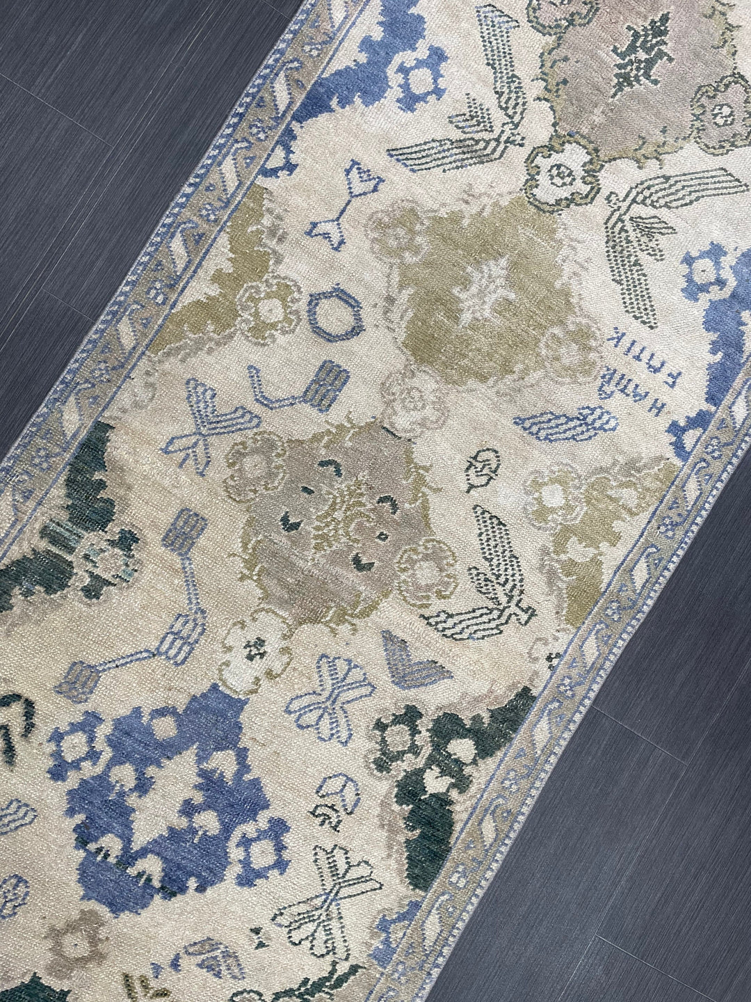 Blue Turkish Runner Rug 2' 11" x 12' 11" Hand-Knotted | No. WR98876