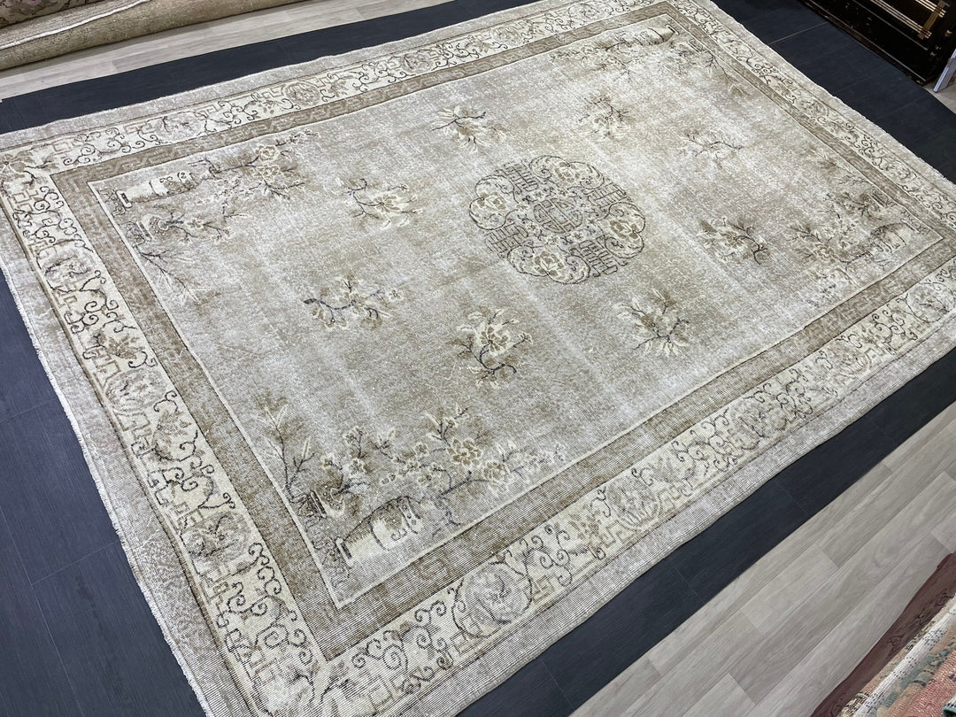 Beige Turkish Oushak Rug 8' 5" x 12' 3" Hand-Knotted view