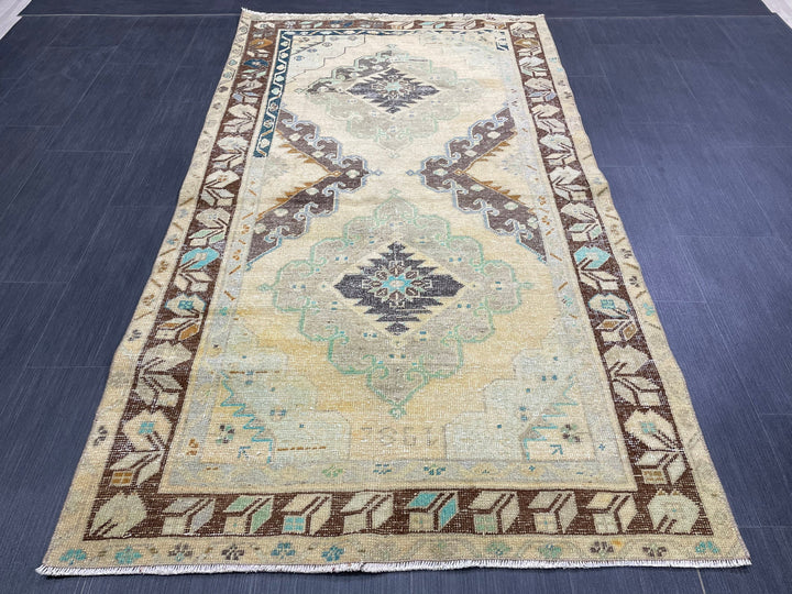 Rust Turkish Runner Rug 3' 8" x 6' 7" Hand-Knotted field
