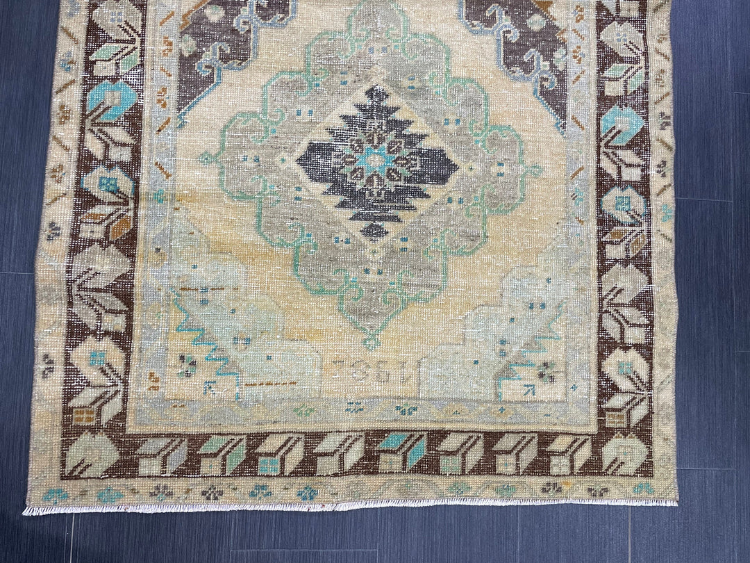 Rust Turkish Runner Rug 3' 8" x 6' 7" Hand-Knotted reverse