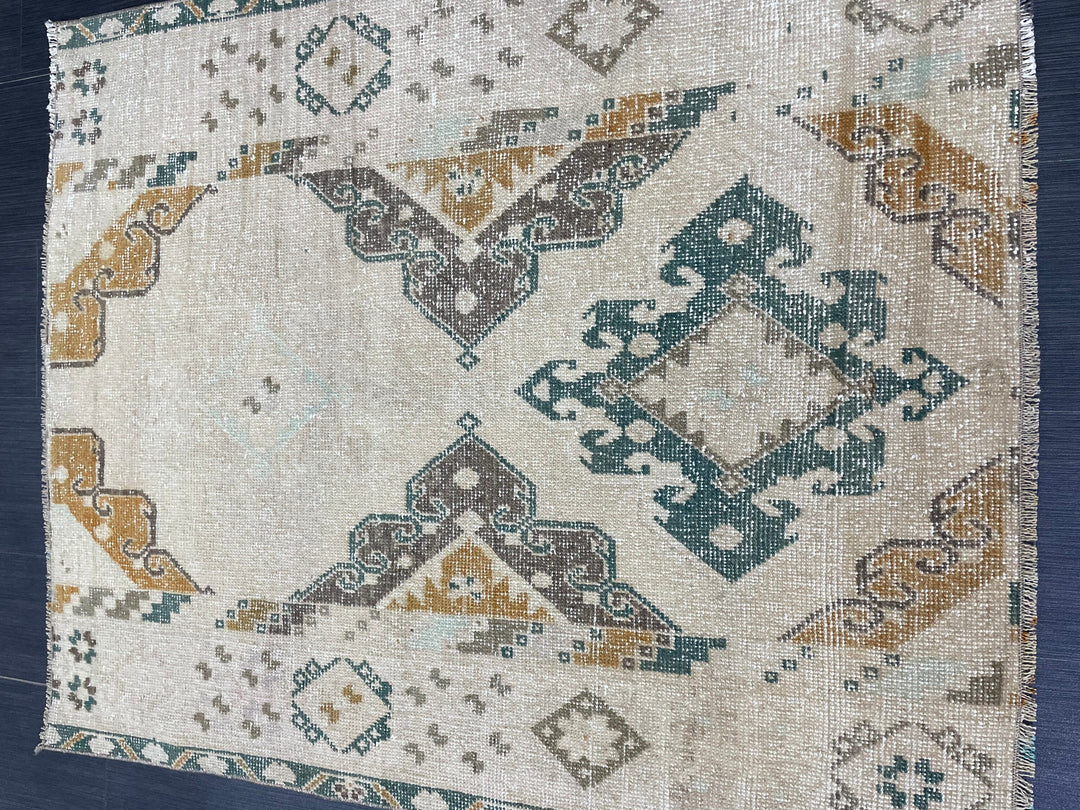 Rust Turkish Runner Rug 3' 7" x 4' 5" Hand-Knotted pattern