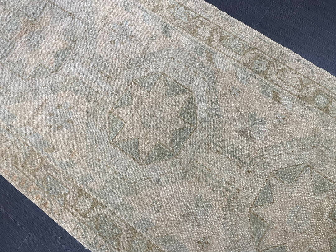 Rust Turkish Runner Rug 4' 5" x 10' 10" Hand-Knotted close-up