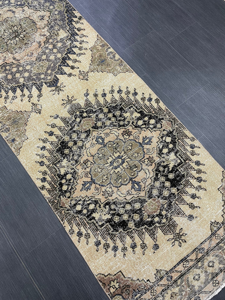 Beige Turkish Runner Rug 2' 9" x 13' 1" Hand-Knotted view