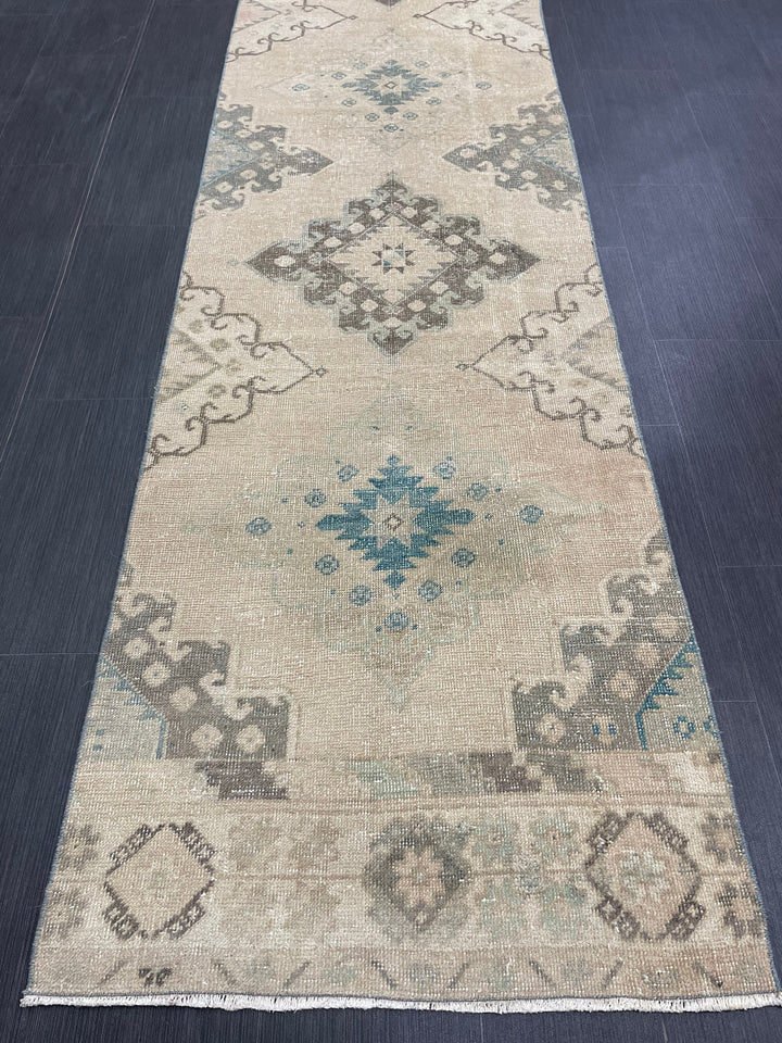 Beige Turkish Runner Rug 2' 9" x 11' 2" Hand-Knotted view