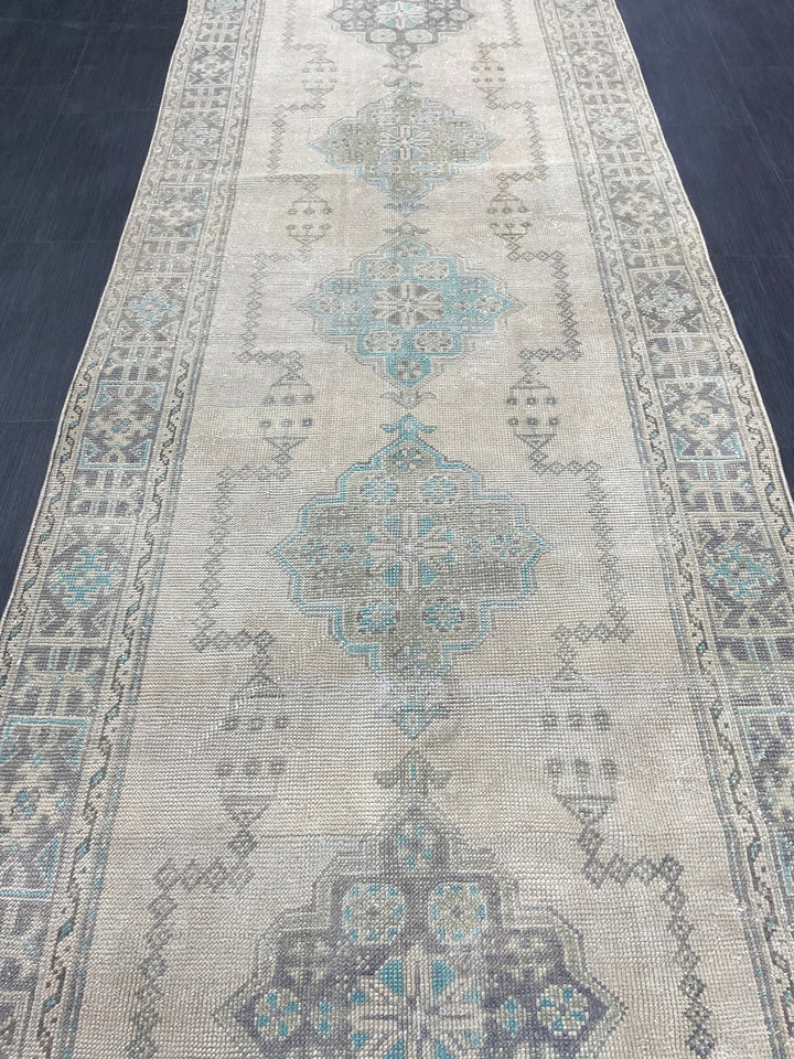 Beige Turkish Runner Rug 3' 11" x 11' 7" Hand-Knotted view