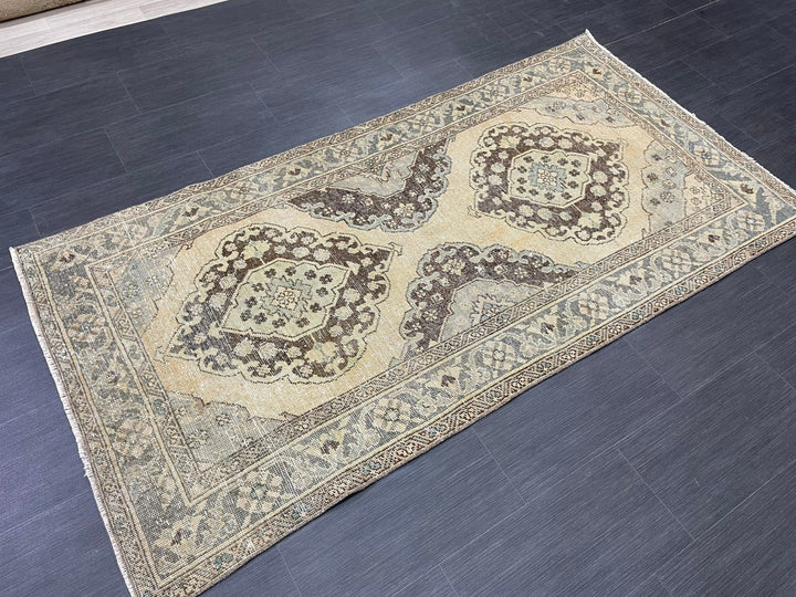 Rust Turkish Runner Rug 3' 6" x 6' 11" Hand-Knotted detail
