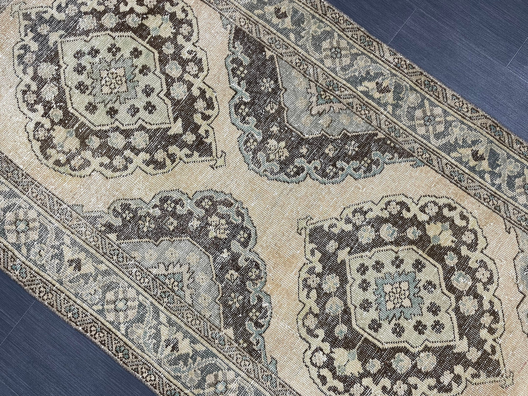 Rust Turkish Runner Rug 3' 6" x 6' 11" Hand-Knotted pattern