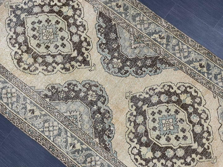 Rust Turkish Runner Rug 3' 6" x 6' 11" Hand-Knotted pattern
