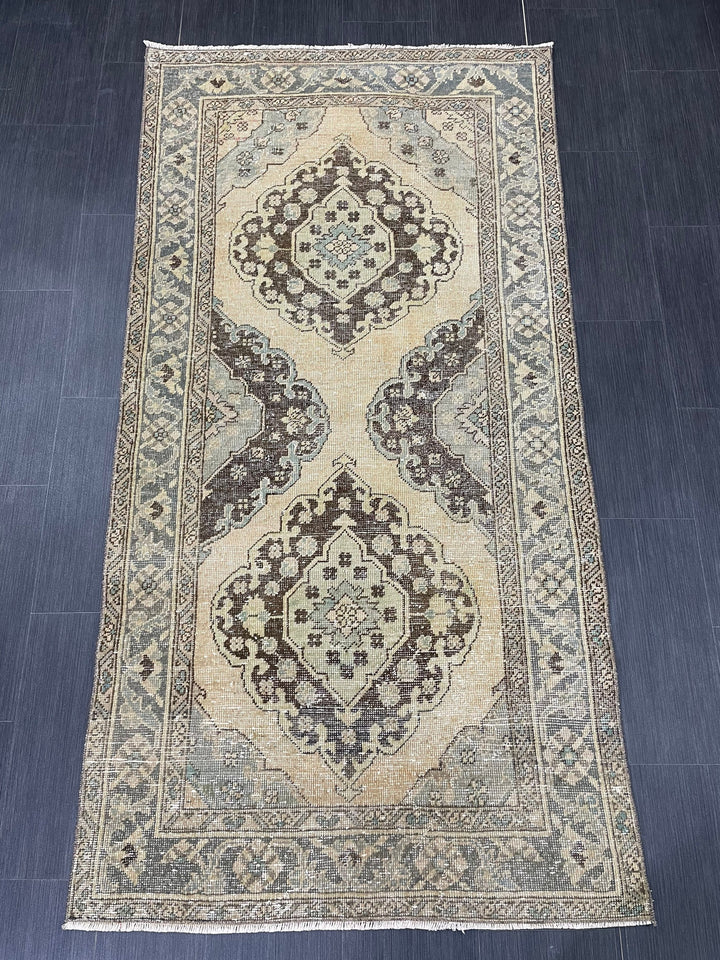 Rust Turkish Runner Rug 3' 6" x 6' 11" Hand-Knotted reverse