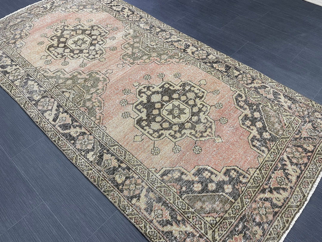 Rust Turkish Runner Rug 3' 5" x 6' 10" Hand-Knotted
