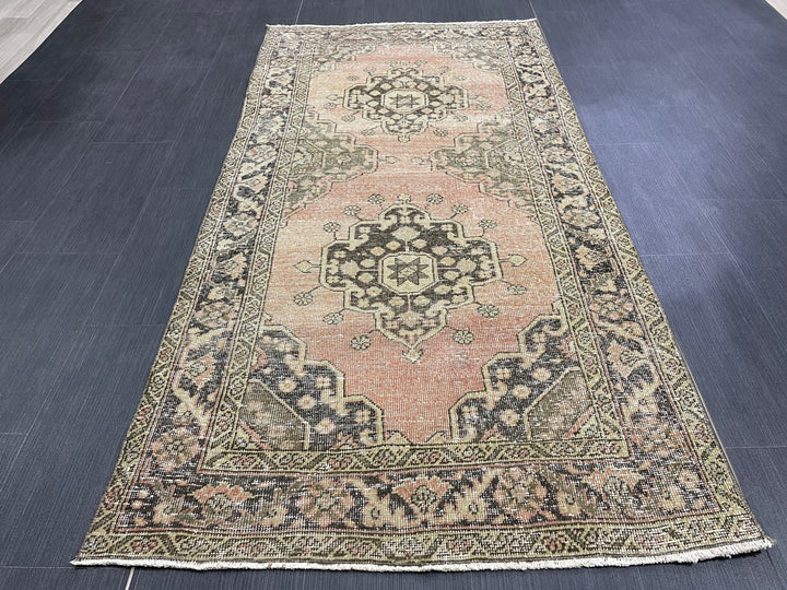 Rust Turkish Runner Rug 3' 5" x 6' 10" Hand-Knotted pattern