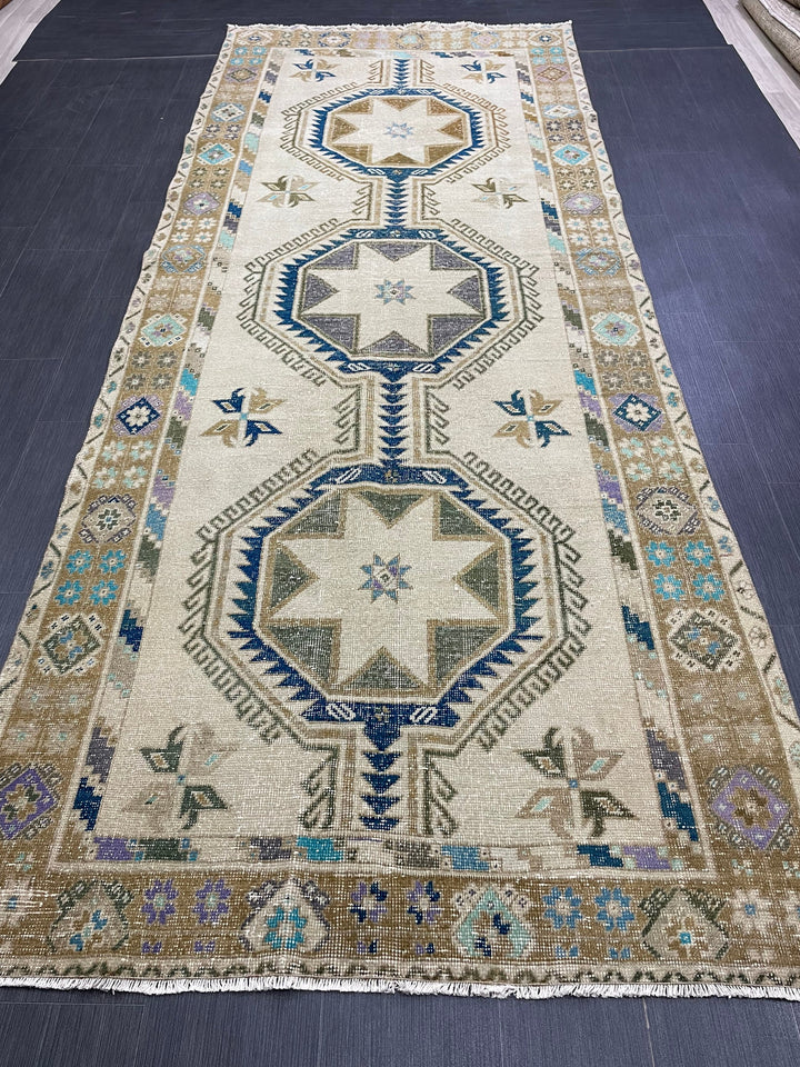 Beige Turkish Runner Rug 4' 8" x 11' 9" Hand-Knotted view 9