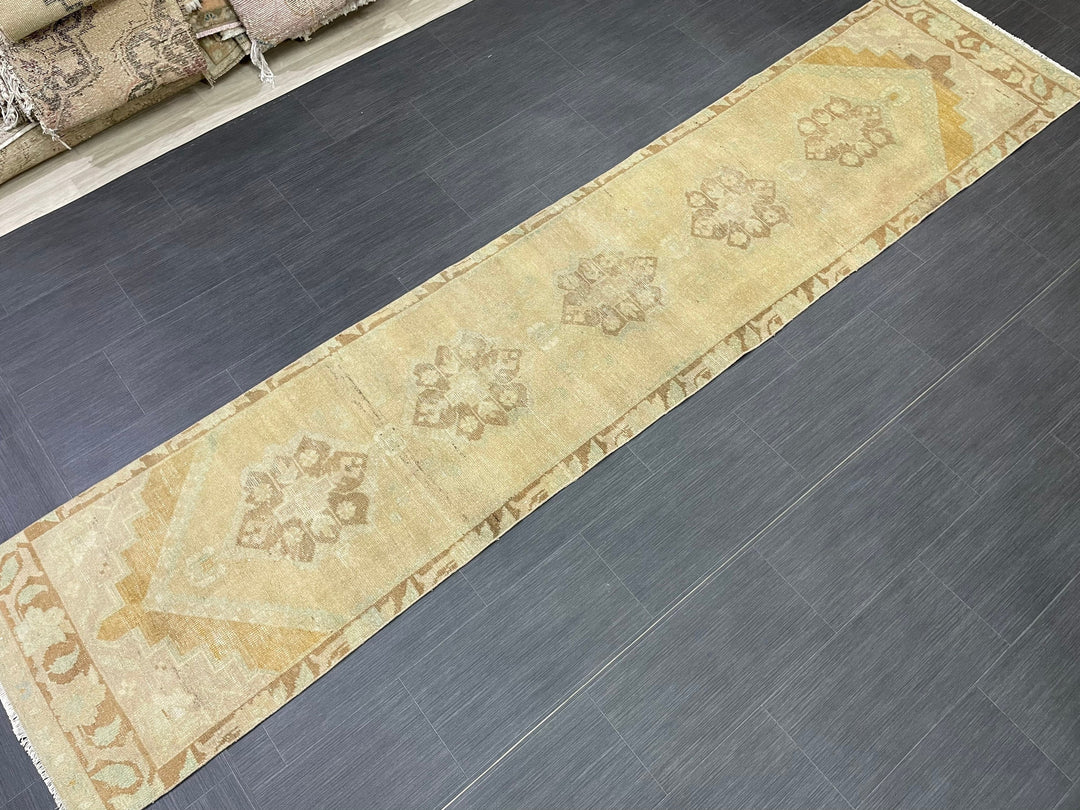Turkish Runner Rug 2' 4" x 10' 11" Hand-Knotted texture
