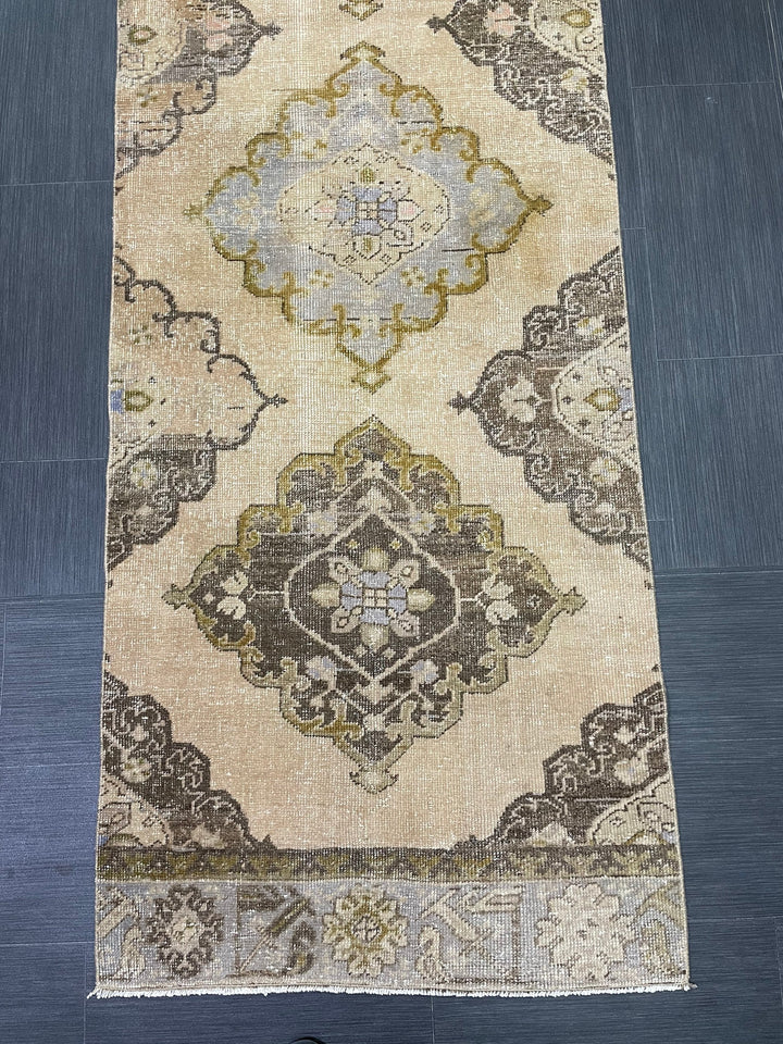 Beige Turkish Runner Rug 2' 10" x 12' 10" Hand-Knotted view