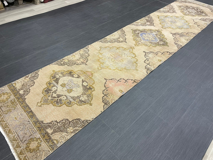 Beige Turkish Runner Rug 2' 10" x 12' 10" Hand-Knotted view 9