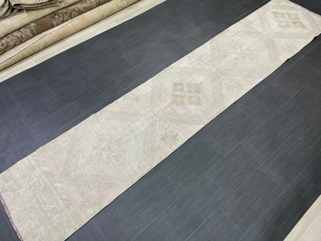 Beige Turkish Runner Rug 2' 8" x 13' 4" Hand-Knotted view