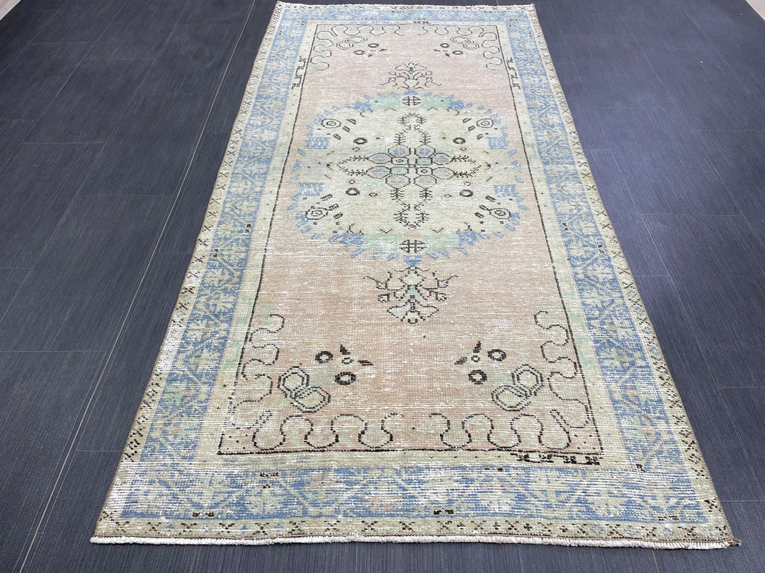 Beige Turkish Runner Rug 3' 3" x 6' 8" Hand-Knotted detail